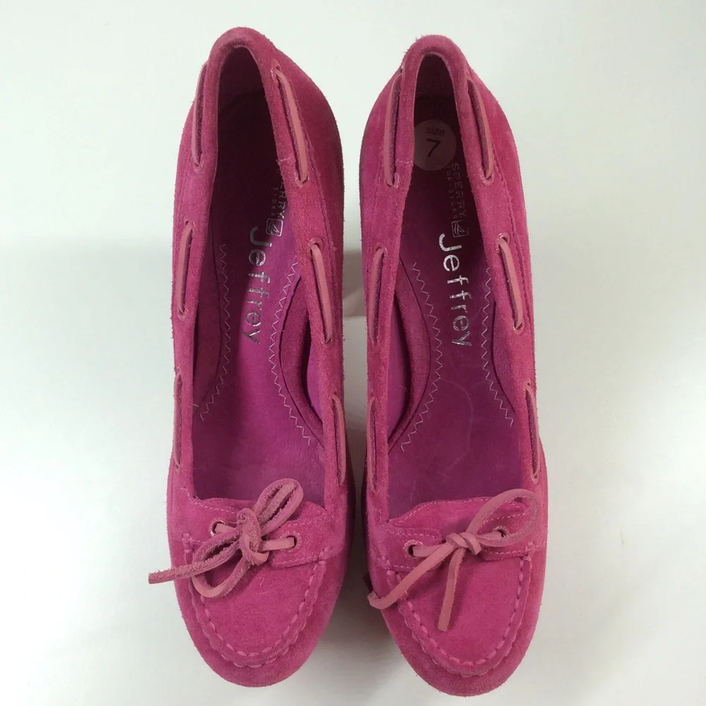 Pink Top-sider Jeffrey Barbie Platform Retro Magenta Suede Chunky Heels